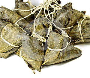 Chinese zongzi isolated on white