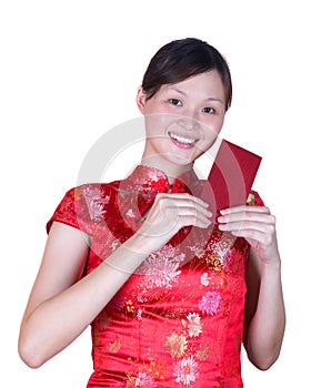 Chinesewoman with red packet