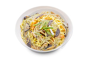Chiness noodle on white plate