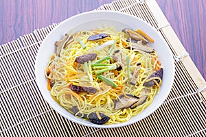 Chiness noodle on white plate