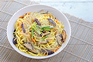 Chiness noodle on white plate