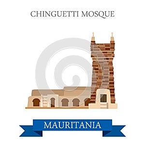 Chinguetti Mosque in Mauritania Flat cartoon vecto