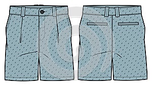 Chino sartorial suit Shorts design flat sketch vector illustration, formal shorts concept with front and back view, printed