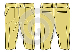 Chino sartorial suit Shorts design flat sketch vector illustration, formal shorts concept with front and back view, printed
