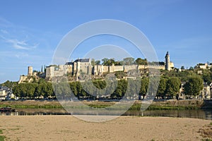 Chinon chateau above the River Vienne, Indre-et-Loire, France