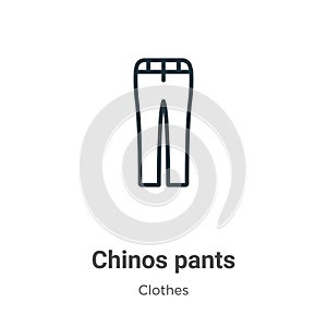 Chinos pants outline vector icon. Thin line black chinos pants icon, flat vector simple element illustration from editable clothes