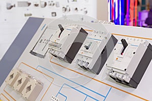 Chint breakers on the window of the store