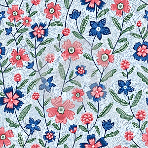 Chintz flowers vector seamless pattern