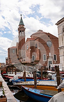 Chioggia - Church of Saint James Apostle with view of canal Vena nestled in charming town of Chioggia