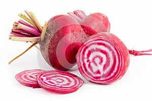 Chioggia striped beet on wood table