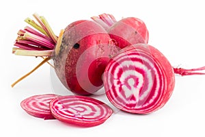 Chioggia striped beet on wood table