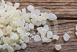 Chios mastic tears on wooden background