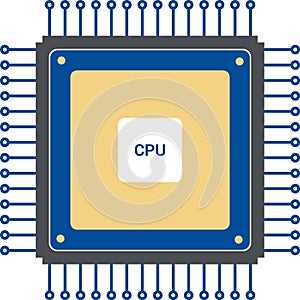 Chip, circuit, computer, cpu, microchip, processor vector icon or logo isolated on transparent background