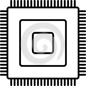 Chip, circuit, computer, cpu, microchip, processor vector icon or logo isolated on transparent background