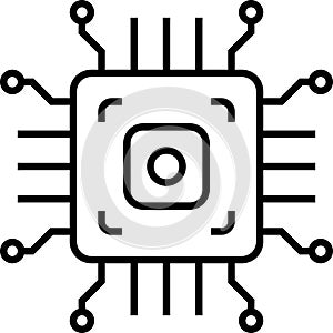 Chip, circuit, computer, cpu, microchip, processor vector icon or logo isolated on transparent background