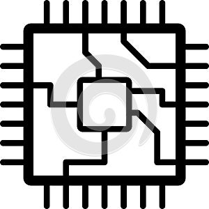 Chip, circuit, computer, cpu, microchip, processor vector icon or logo isolated on transparent background