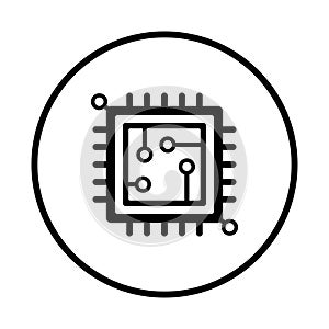 Chip, circuit, microchip, processor icon. Black vector graphics