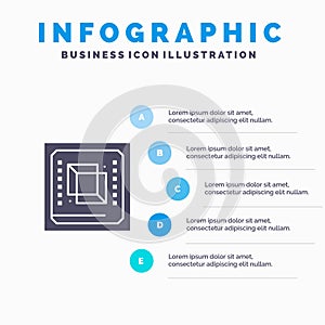 Chip, Computer, Cpu, Hardware, Processor Solid Icon Infographics 5 Steps Presentation Background
