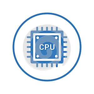 Chip, computer, cpu, processor icon. Blue color design