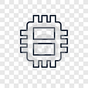 Chip concept vector linear icon isolated on transparent background, Chip concept transparency logo in outline style