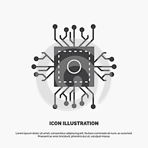 Chip, cpu, microchip, processor, technology Icon. glyph vector gray symbol for UI and UX, website or mobile application
