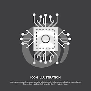 Chip, cpu, microchip, processor, technology Icon. glyph vector symbol for UI and UX, website or mobile application
