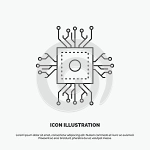 Chip, cpu, microchip, processor, technology Icon. Line vector gray symbol for UI and UX, website or mobile application