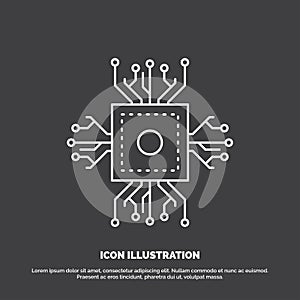 Chip, cpu, microchip, processor, technology Icon. Line vector symbol for UI and UX, website or mobile application
