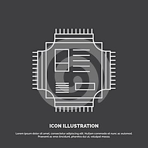 Chip, cpu, microchip, processor, technology Icon. Line vector symbol for UI and UX, website or mobile application