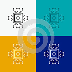 Chip, cpu, microchip, processor, technology Icon Over Various Background. Line style design, designed for web and app. Eps 10