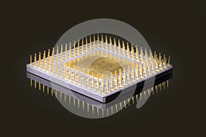 Chip CPU processor processor with the underside, on a black background