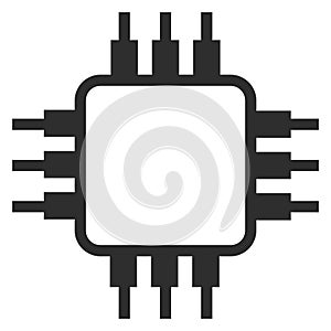 Chip hardware black icon. Computer cpu symbol