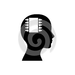 Chip inside Human Head icon isolated on white background