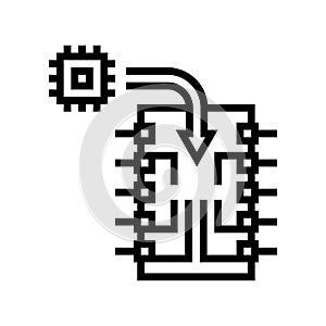 chip installation semiconductor manufacturing line icon vector illustration