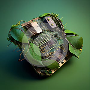 Chip and leaf illustration. AI generated