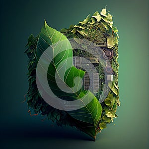 Chip and leaf illustration. AI generated