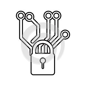 chip and lock icon. Element of cyber security for mobile concept and web apps icon. Thin line icon for website design and