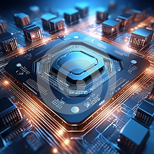 Chip. Microchip. Electronic circuit board close up. Central Computer Processors. Generative AI