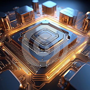 Chip. Microchip. Electronic circuit board close up. Central Computer Processors. Generative AI