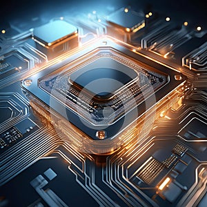 Chip. Microchip. Electronic circuit board close up. Central Computer Processors. Generative AI