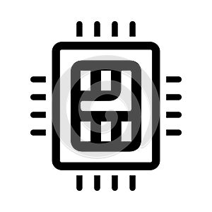 Chip, microchip, processor icon. Black vector graphics