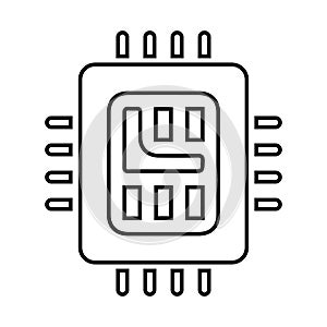 Chip, microchip, processor outline icon. Line art vector