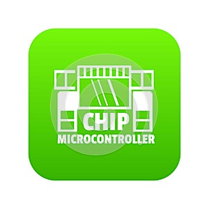 Chip microcontroller icon green vector