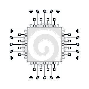 Chip processor line icon. Accessories for digital devices