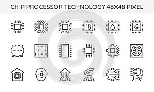 Chip processor tecnology icon