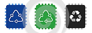 Chip recycle recycling eco friendly label for IT electronic microchip product symbol logo sign icon