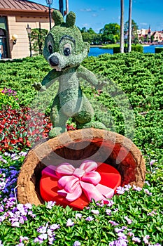 Chip topiary display figure on display at Disney World