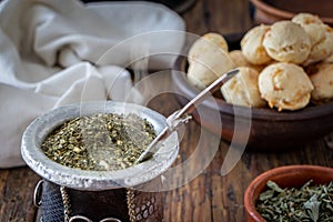 Chipa is a brazilian snack cheese bread, pao de queijo.