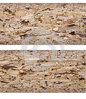 Chipboard texture in cross section. Visible chip layers in the pressed board