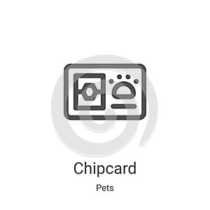 chipcard icon vector from pets collection. Thin line chipcard outline icon vector illustration. Linear symbol for use on web and photo